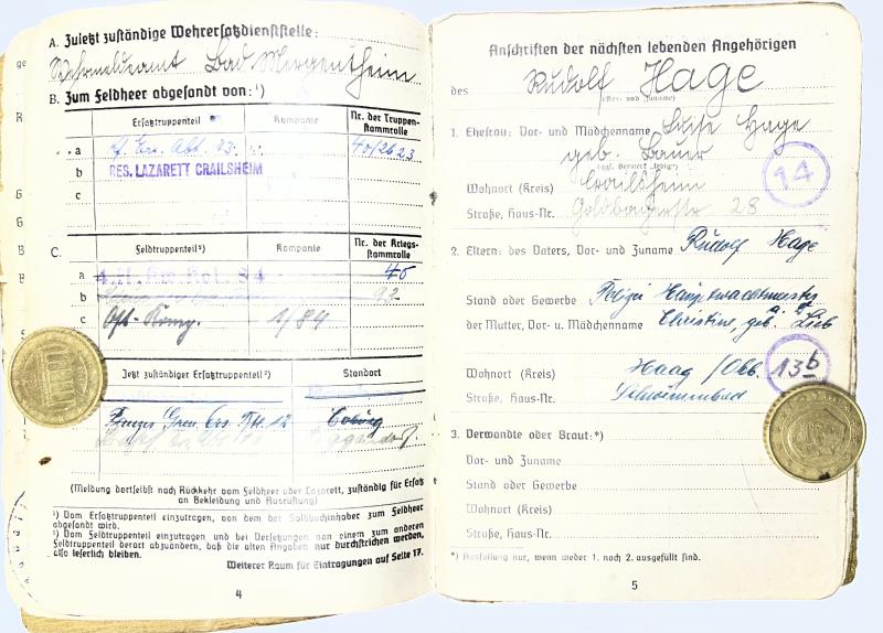 Soldbuch grouping - WH (Heer) - 4.Pz.Div. - Hage