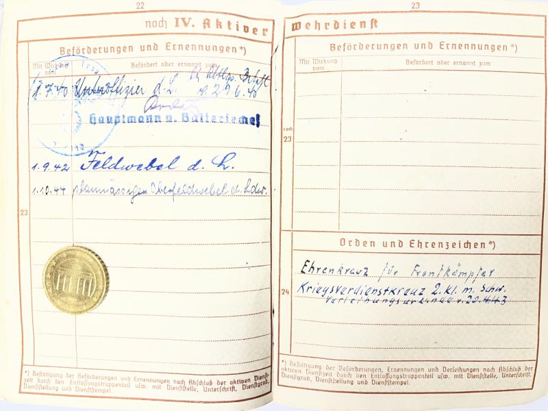 Wehrpass - Luftwaffe - Stabskp.H.Quartier des Oberbefehlhaber der Luftwaffe - Weinschenker