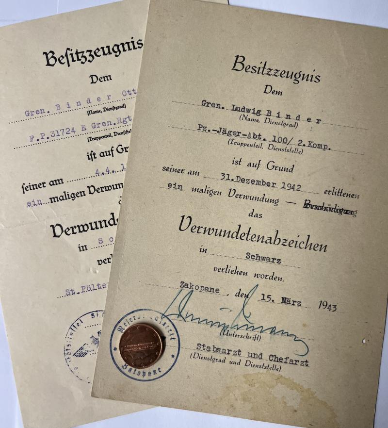 Citation set - WH (Heer) - 100.Jäger Div./251.Inf.Div. - Binder