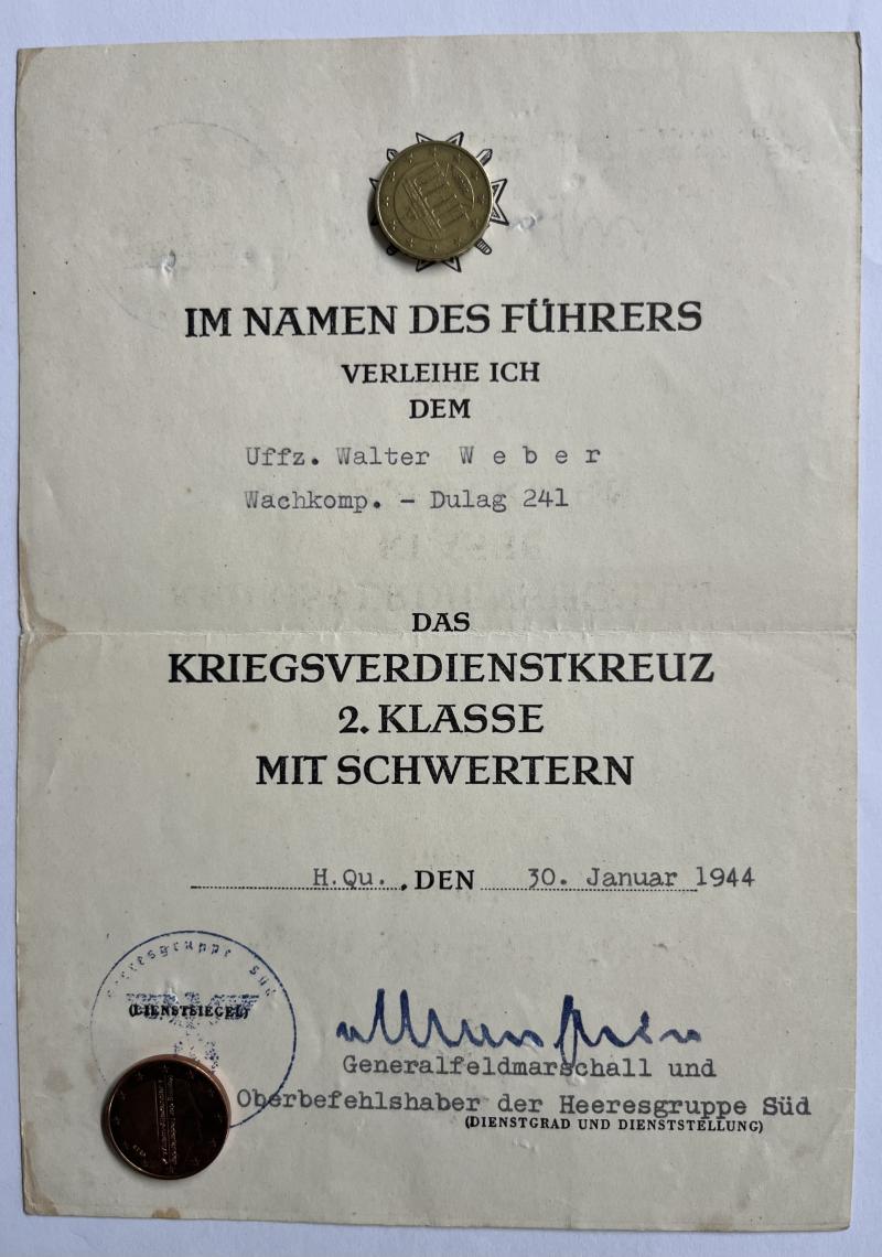 Citation - WH (Heer) - Wachkompanie-Dulag 241 - Weber