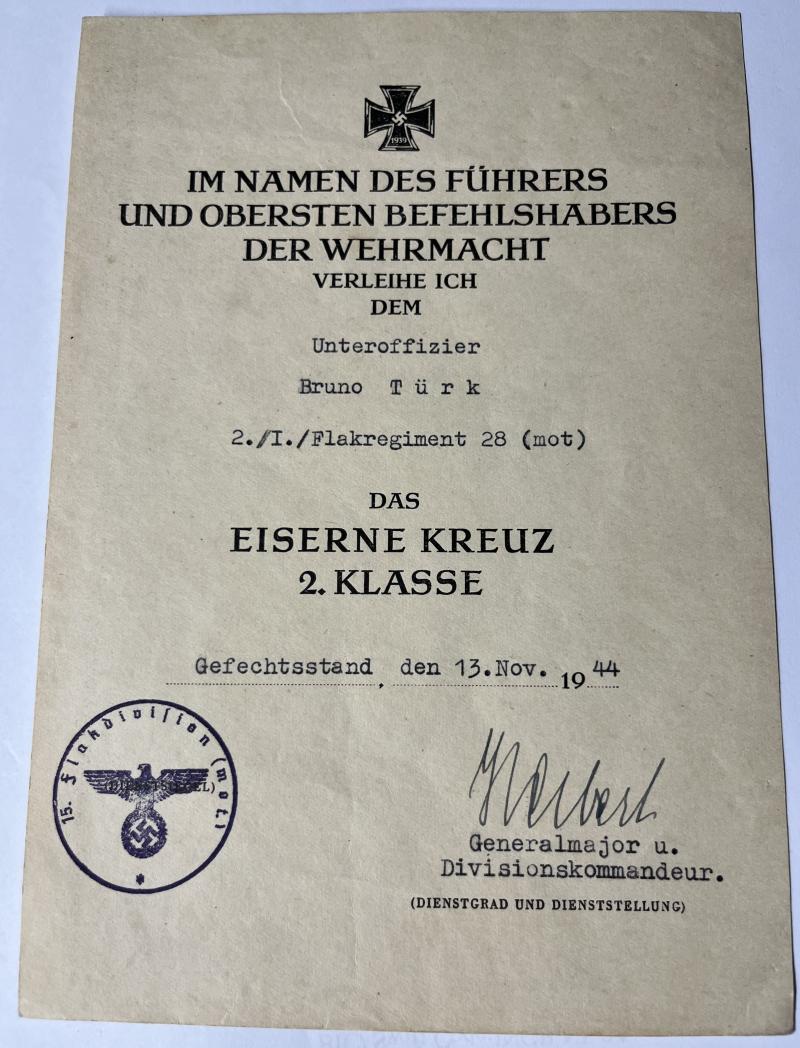 Citation set - Luftwaffe - 15.Flak Div./19.Flak Div. - Türk