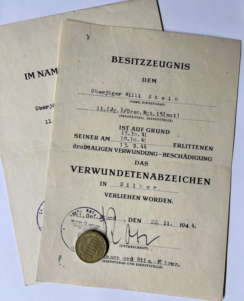 Citation set -  WH (Heer) -  29 Pz.Gren.Div.- Italy - Stein