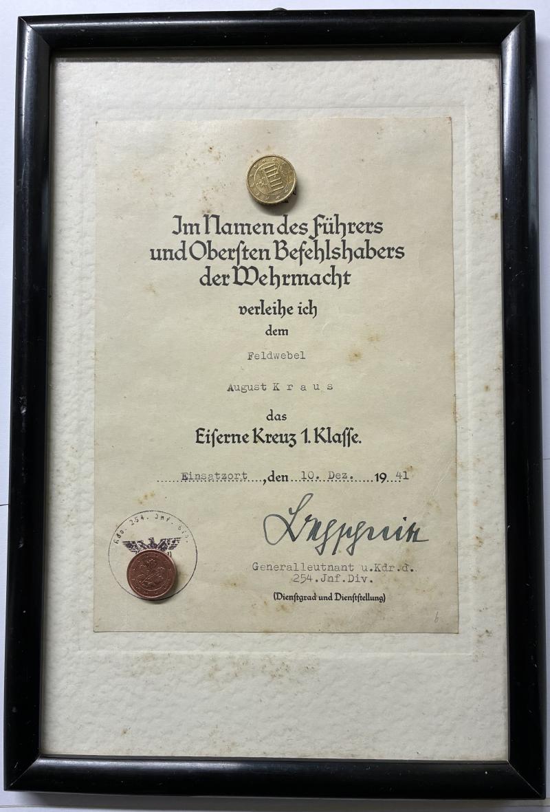 Citation  -  WH (Heer) -  254.Inf.Div. - Kraus