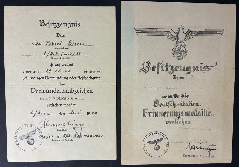 Citation grouping - WH (Heer) - 15.Pz.Div. - DAK - Zieres