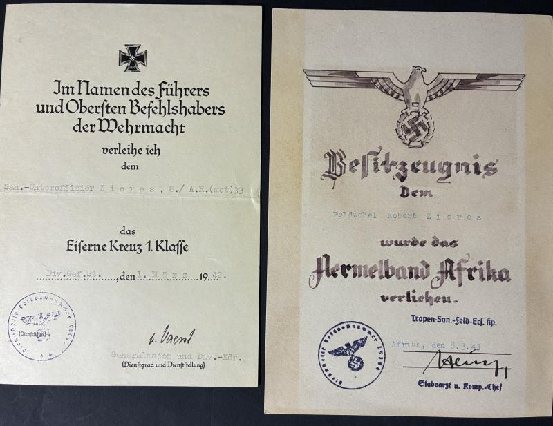 Citation grouping - WH (Heer) - 15.Pz.Div. - DAK - Zieres
