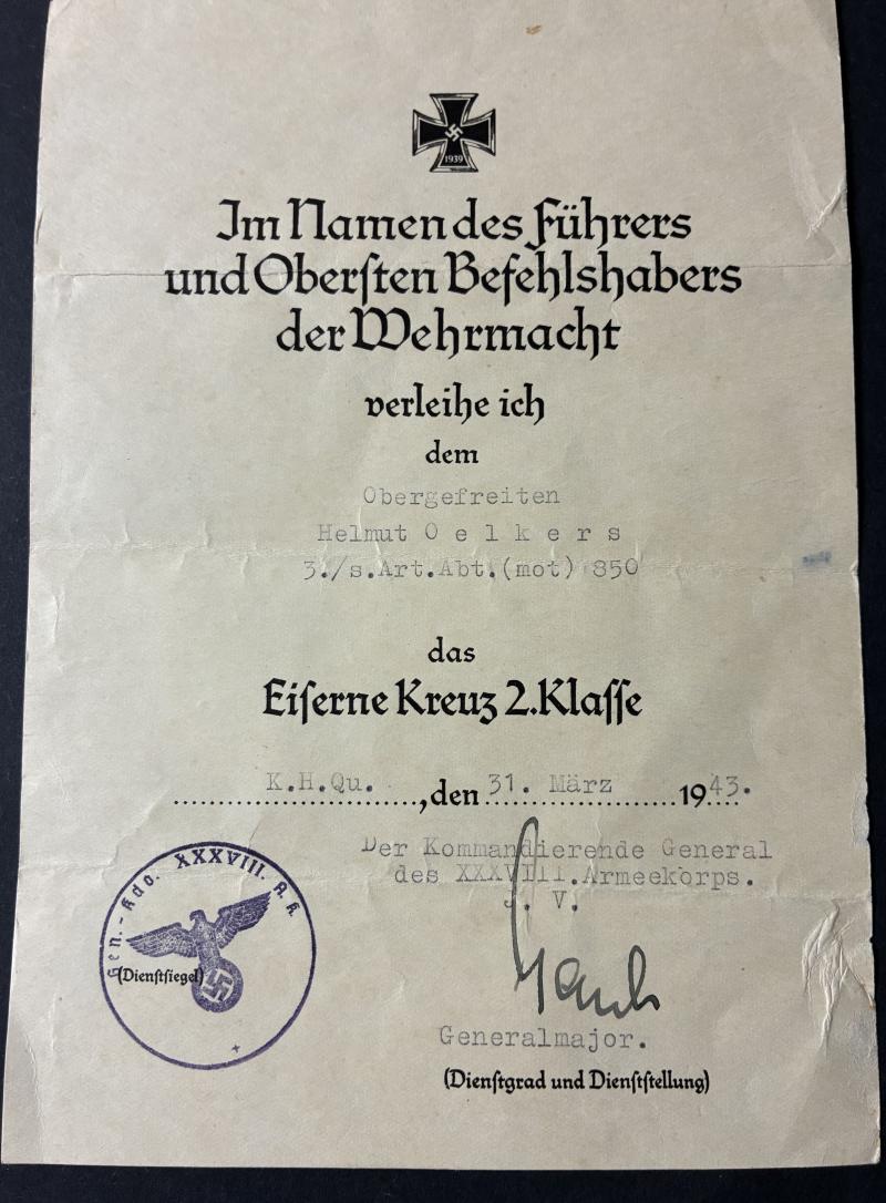 Citation-commemorative grouping - s.Art.Abt.850 - Oelkers