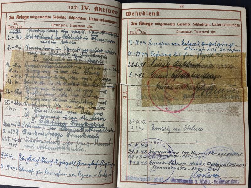 Wehrpass - WH (Heer) - Sturmart.Abt.(mot) 261 - Zaefer