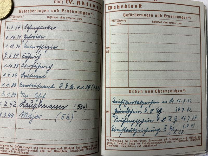 Wehrpass - WH (Heer) - 22.Inf.Div. - Waiblinger