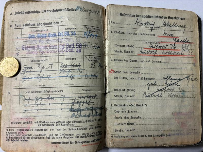 Soldbuch grouping - WH (Heer) - 6.Inf.Div./6.VGD - Schelling