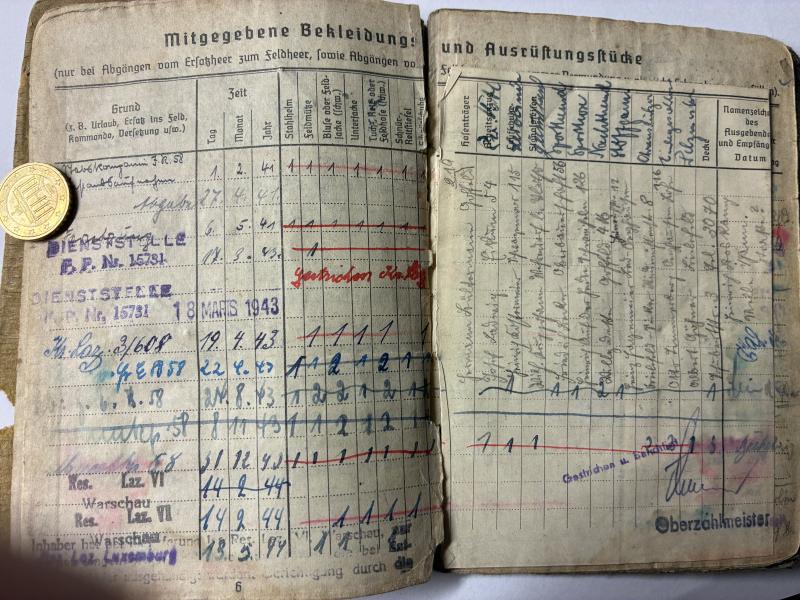 Soldbuch grouping - WH (Heer) - 6.Inf.Div./6.VGD - Schelling