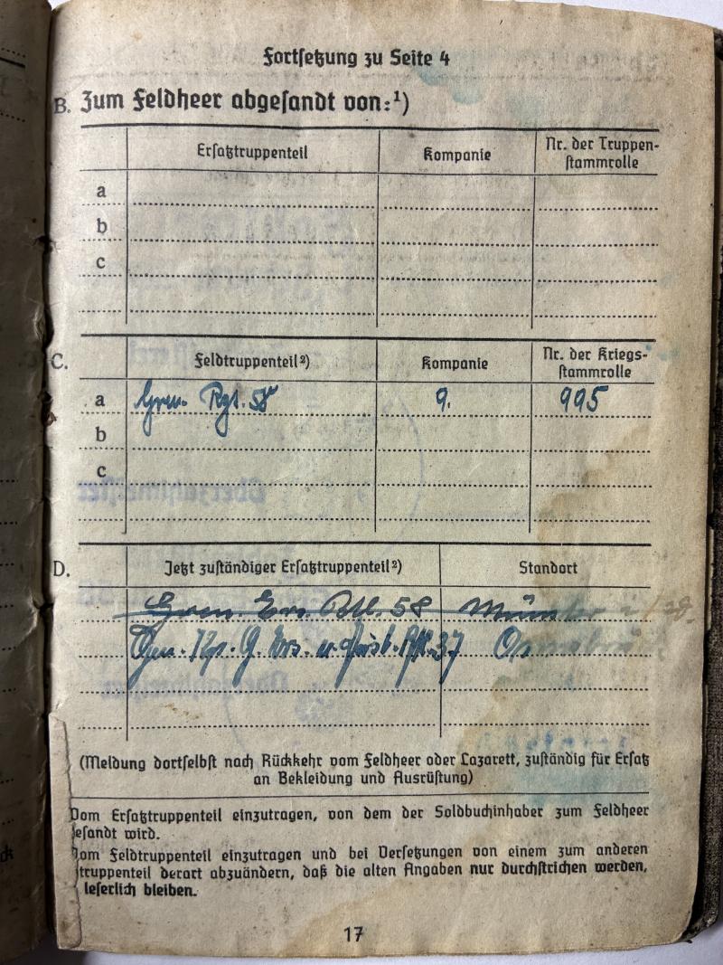 Soldbuch grouping - WH (Heer) - 6.Inf.Div./6.VGD - Schelling
