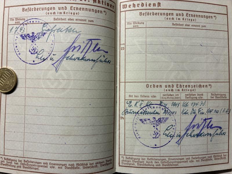 Wehrpass - WH (Heer) - 134.Inf.Div./110.Inf.Div. - Landgrebe