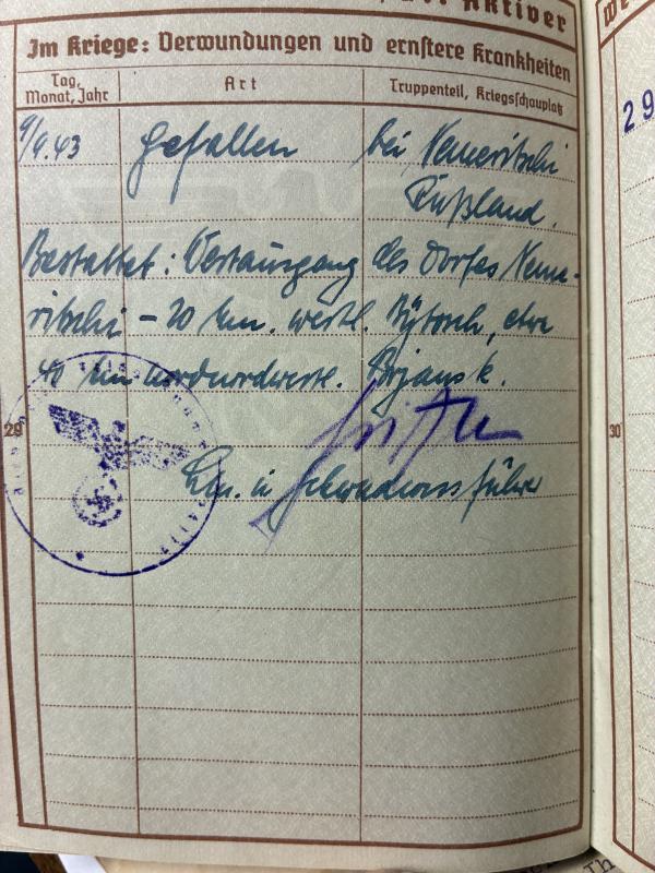 Wehrpass - WH (Heer) - 134.Inf.Div./110.Inf.Div. - Landgrebe