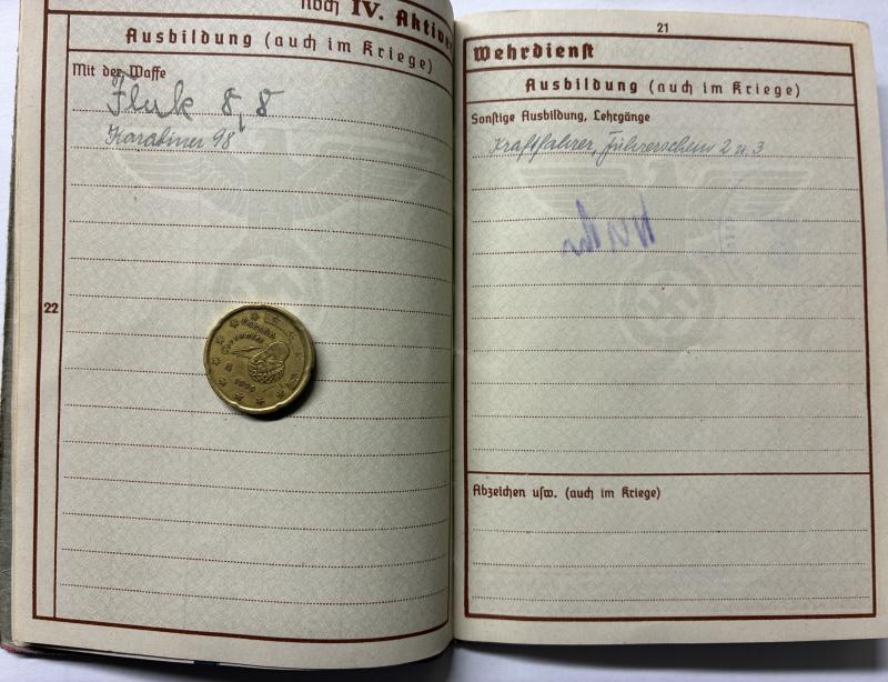 Wehrpass - WH (Heer) - Heeresgruppen-Nachrichten Rgt.607 - Klingberg