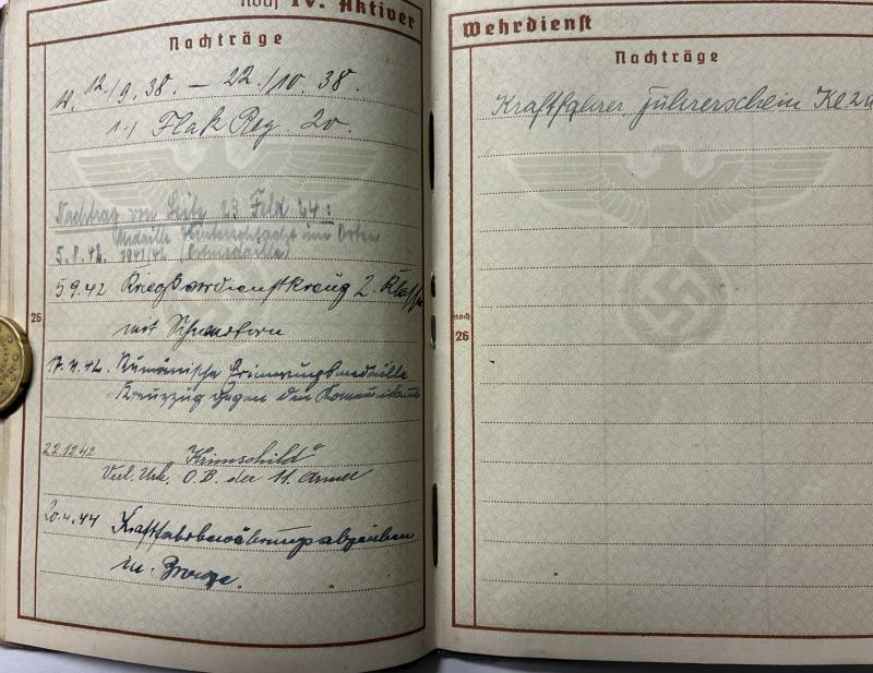 Wehrpass - WH (Heer) - Heeresgruppen-Nachrichten Rgt.607 - Klingberg