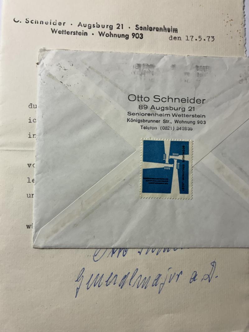 Personal letter - Otto Schneider - SS-Pz.Div.
