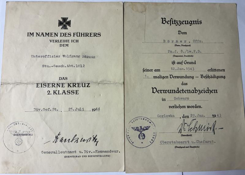 Wehrpass /citation grouping - 8.Lw.Felddiv./12.Lw.Felddiv. - Börner