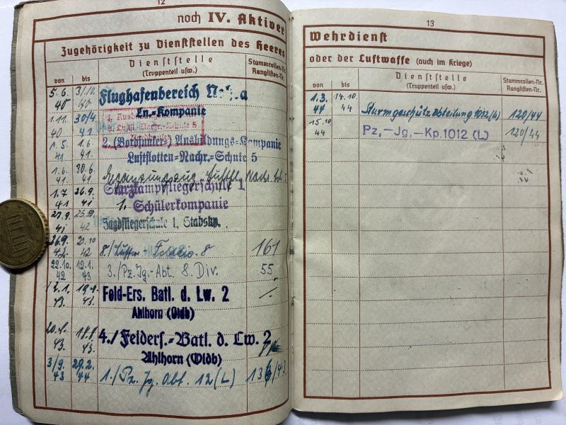Wehrpass /citation grouping - 8.Lw.Felddiv./12.Lw.Felddiv. - Börner