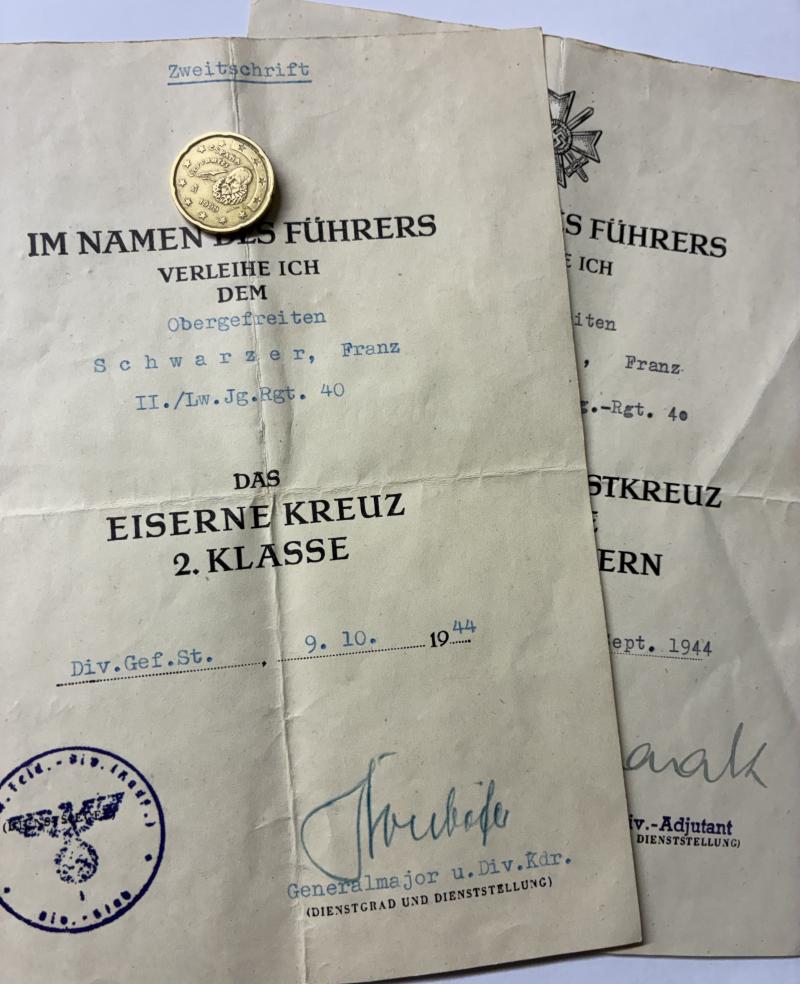 Citation set - Luftwaffe - 20.Luftwaffe Felddiv. /20.Luftwaffen-Sturm-Div. - Italy - Schwarzer