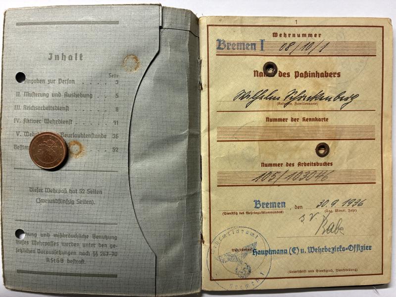 Wehrpass - WH (Heer) - 225.Inf.Div. - Schreckenberg