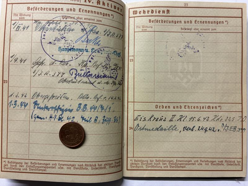 Wehrpass - WH (Heer) - 225.Inf.Div. - Schreckenberg