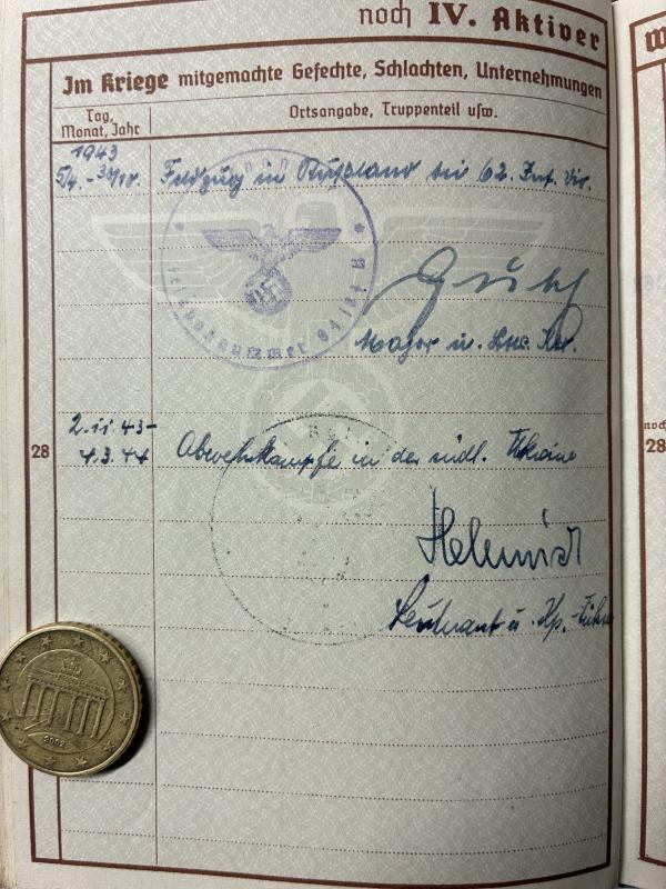 Wehrpass - WH (Heer) - 62.Inf.Div. - Schmidt