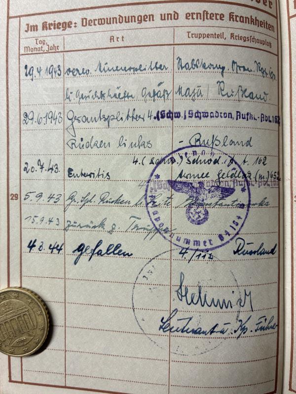 Wehrpass - WH (Heer) - 62.Inf.Div. - Schmidt
