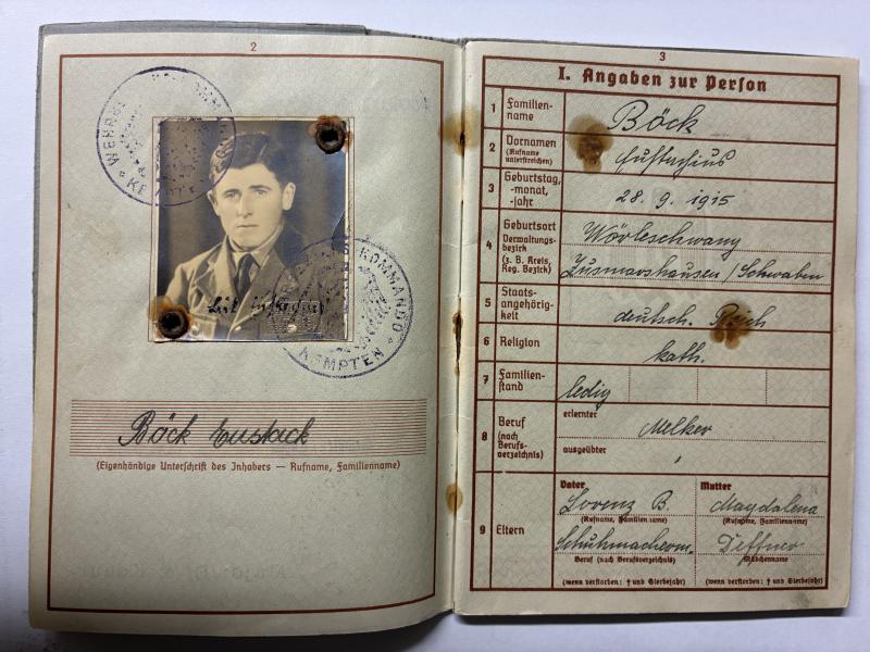 Wehrpass - WH (Heer) - 60.Inf.Div. - Stalingrad - Böck