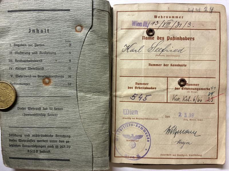 Wehrpass /citation grouping - WH (Heer) - 9.Pz.Div. - Seefried