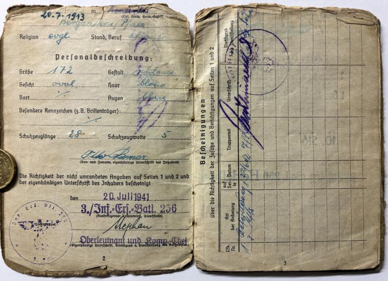 Soldbuch - WH (Heer) - 189.Inf.Div. - Alsace - Liemer