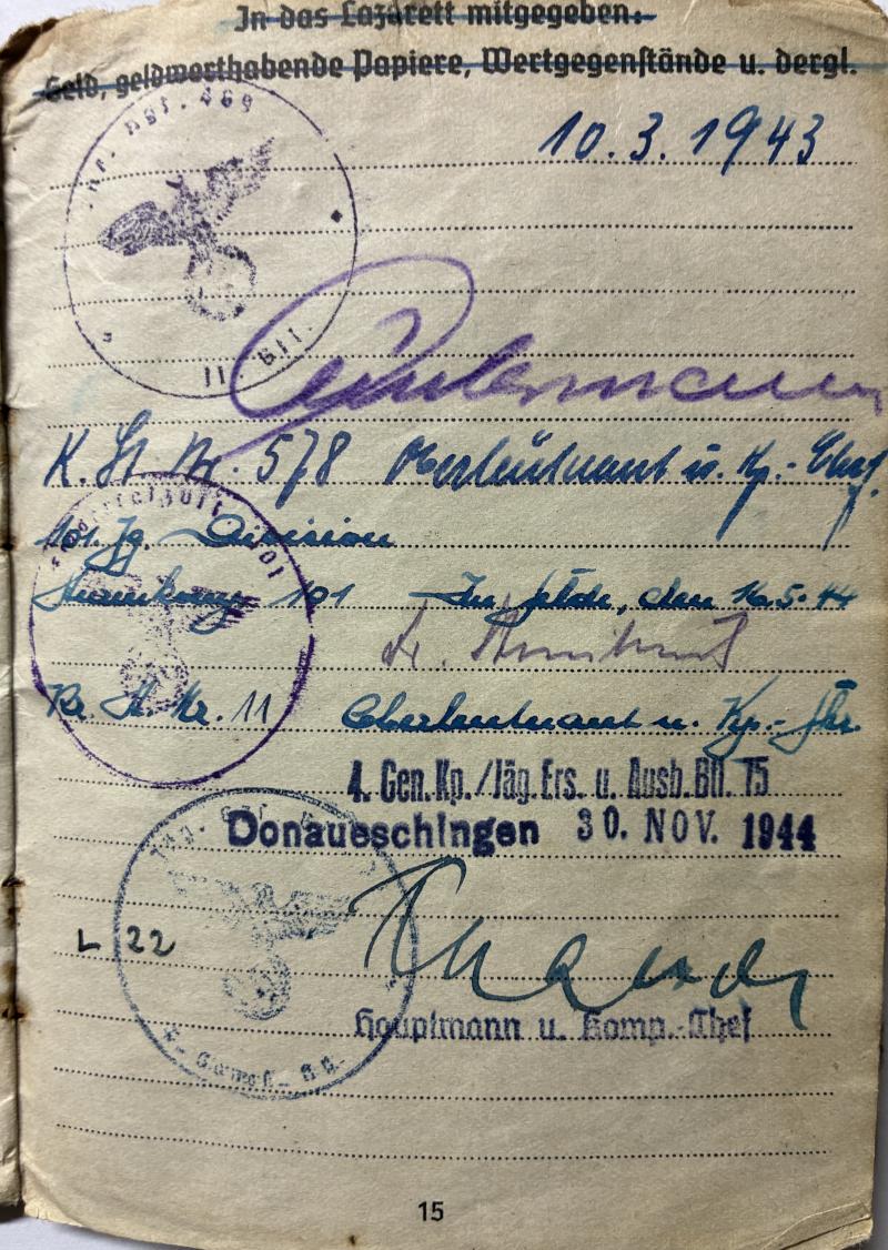 Soldbuch - WH (Heer) - 189.Inf.Div. - Alsace - Liemer