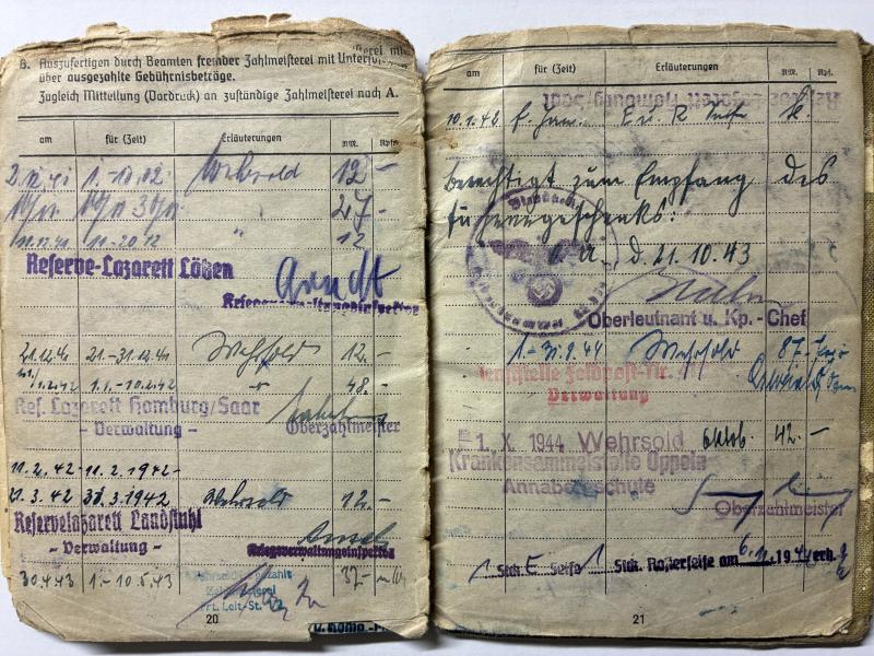 Soldbuch - WH (Heer) - 189.Inf.Div. - Alsace - Liemer