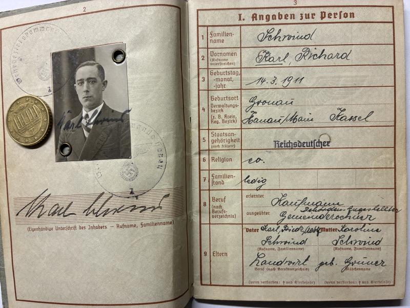 Wehrpass - WH (heer) - 1.Pz.Div. - Schwind