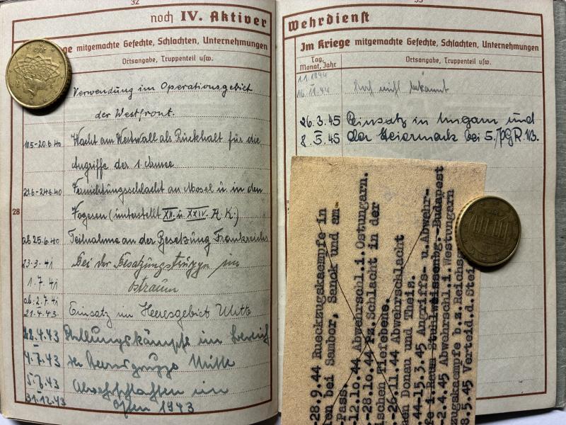 Wehrpass - WH (heer) - 1.Pz.Div. - Schwind