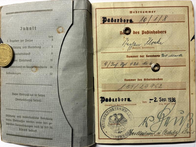 Wehrpass - WH (Heer) - 126.Inf.Div. - Klocke