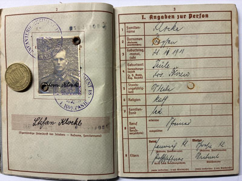 Wehrpass - WH (Heer) - 126.Inf.Div. - Klocke