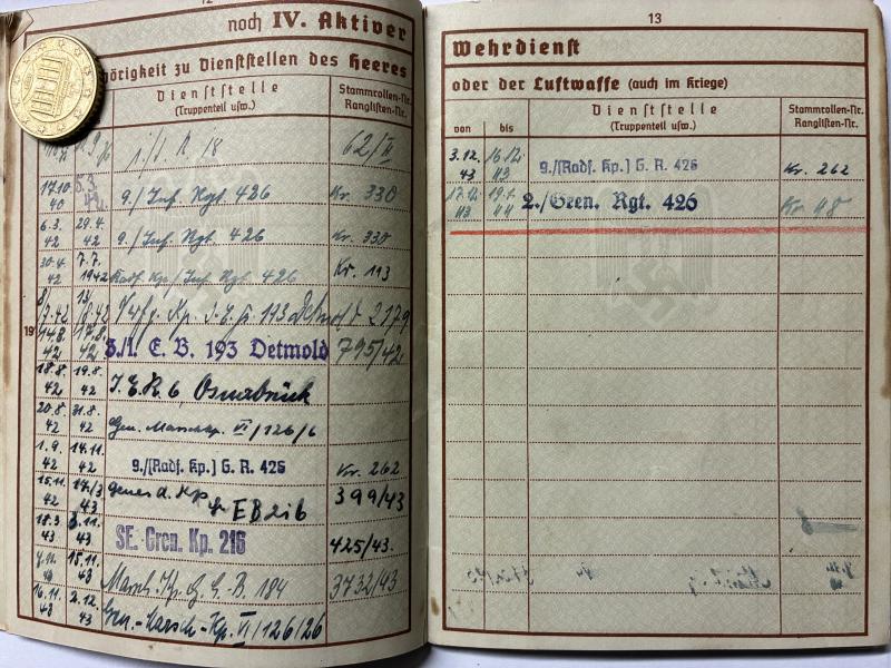Wehrpass - WH (Heer) - 126.Inf.Div. - Klocke