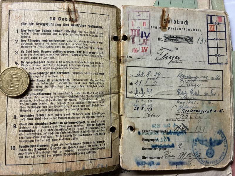Soldbuch/dossier - Luftwaffe - 15.Lw-Felddiv. - Dr.Habitz