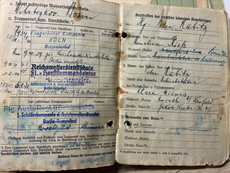 Soldbuch/dossier - Luftwaffe - 15.Lw-Felddiv. - Dr.Habitz