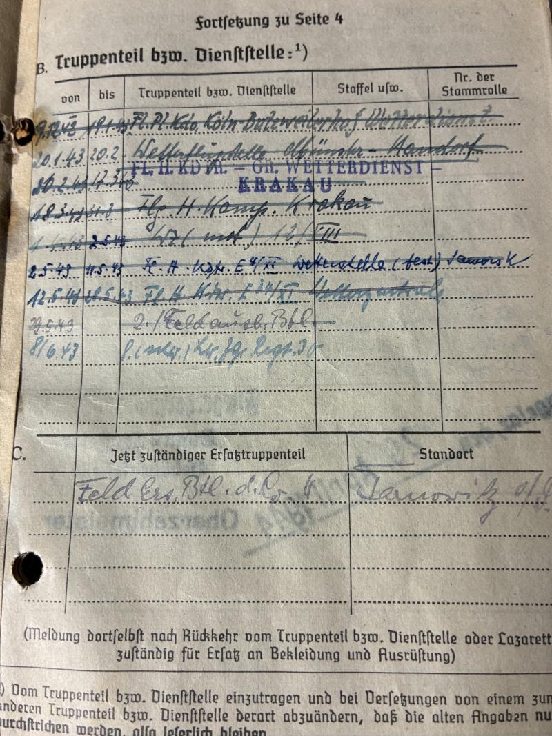 Soldbuch/dossier - Luftwaffe - 15.Lw-Felddiv. - Dr.Habitz