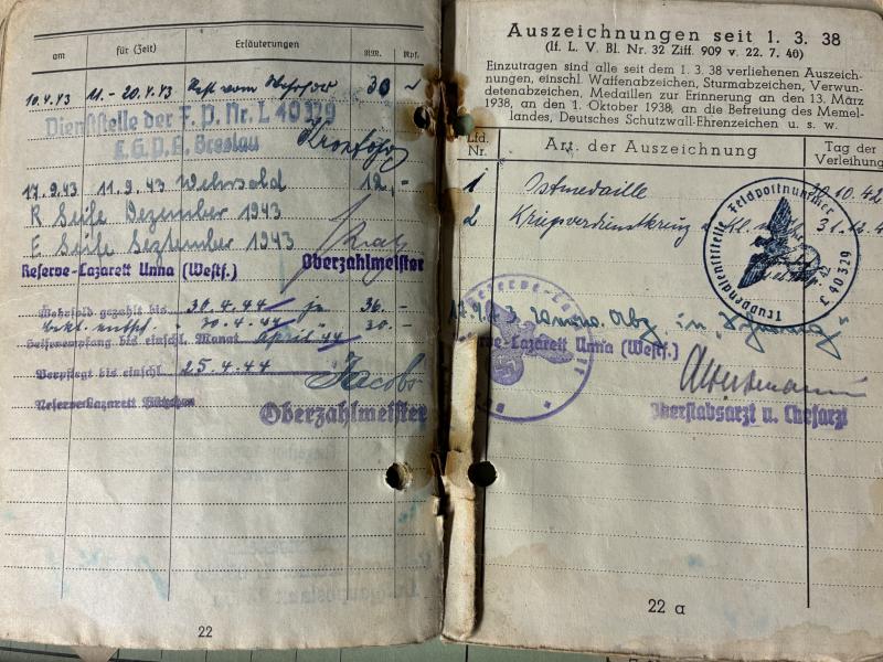 Soldbuch/dossier - Luftwaffe - 15.Lw-Felddiv. - Dr.Habitz
