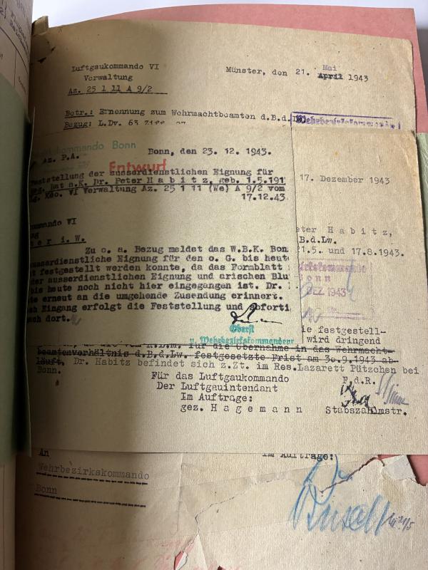 Soldbuch/dossier - Luftwaffe - 15.Lw-Felddiv. - Dr.Habitz