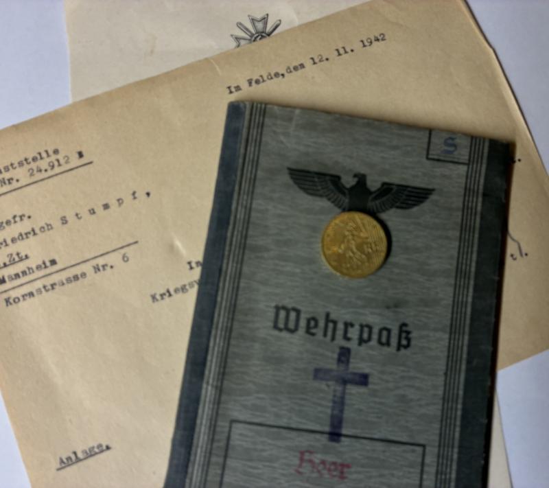 Wehrpass/citation - WH (Heer) - schw.Art.Abt.(mot)106 - Stumpf