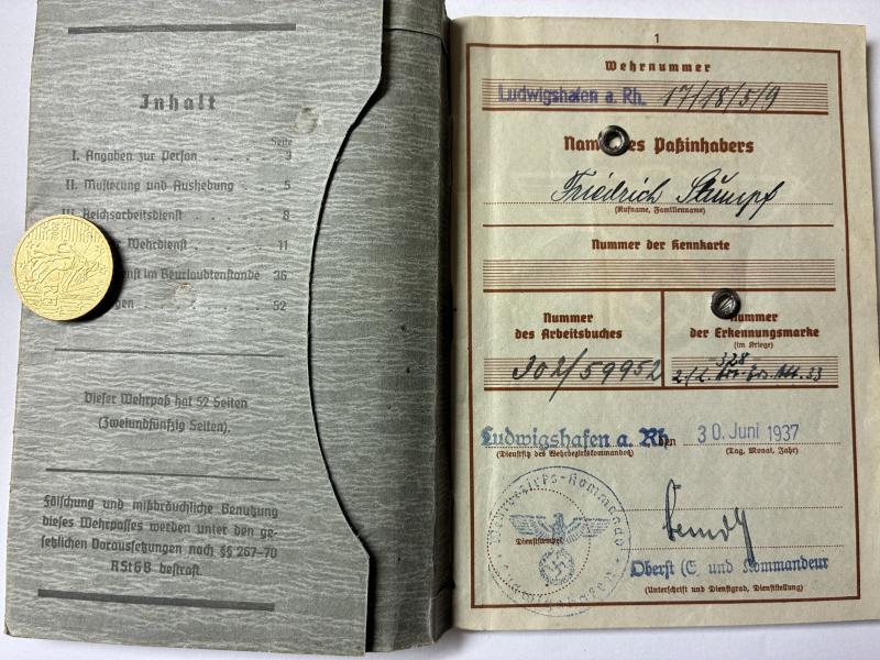 Wehrpass/citation - WH (Heer) - schw.Art.Abt.(mot)106 - Stumpf