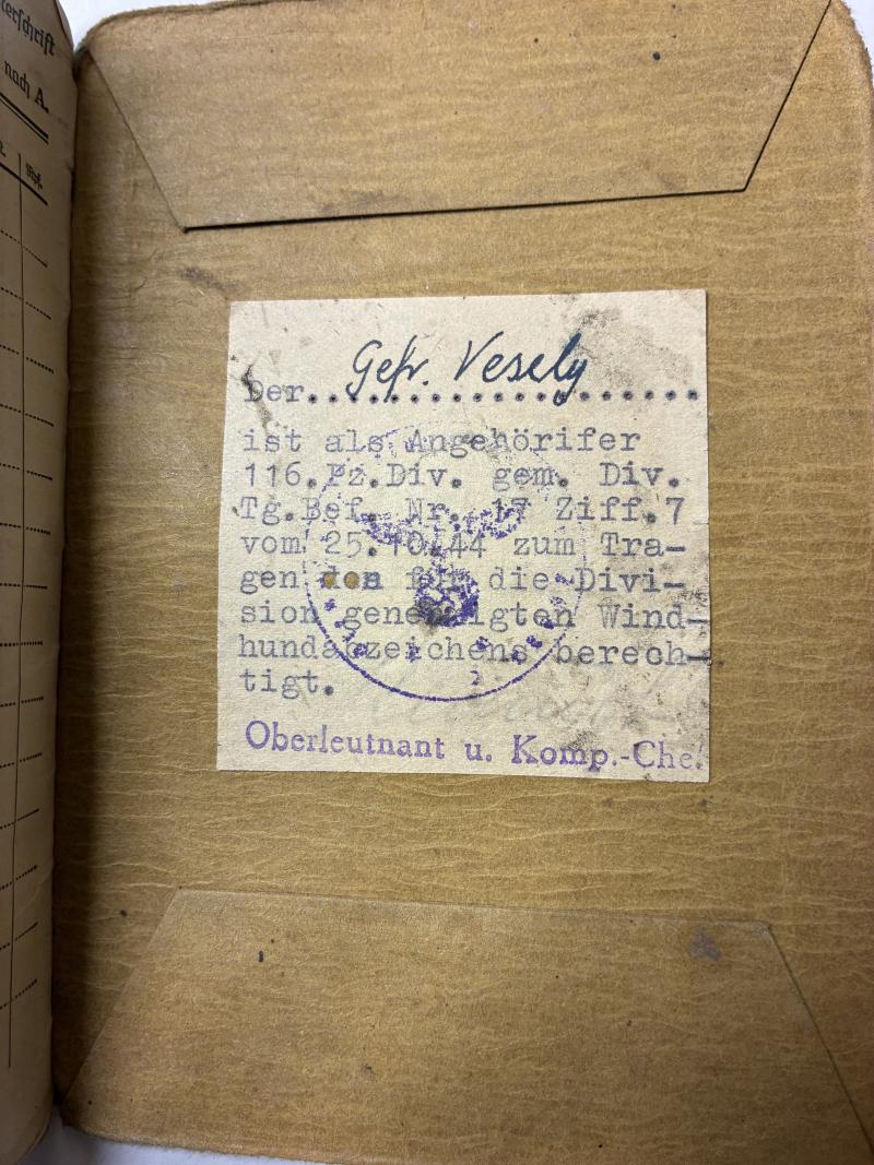 Soldbuch WH (Heer) - 116.Pz.Div. - aka