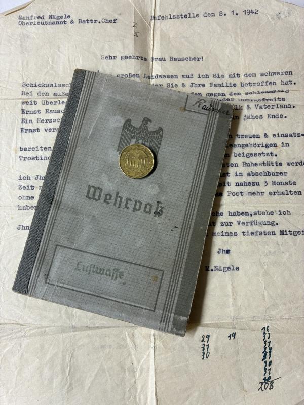 Wehrpass - Luftwaffe - lei.Flak Abt.411 - Rauscher