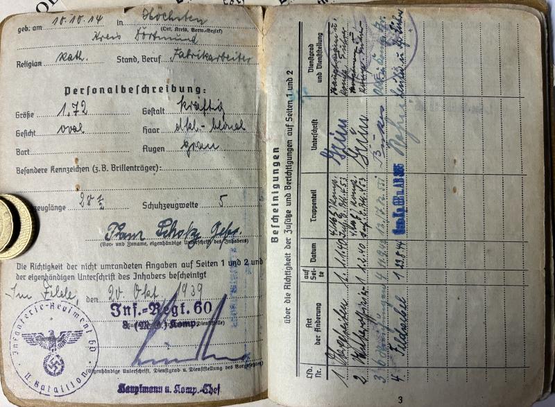 Soldbuch/citations - WH (Heer) - 126.Inf.Div. - Scholz