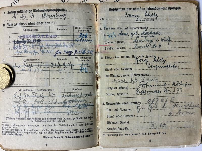 Soldbuch/citations - WH (Heer) - 126.Inf.Div. - Scholz