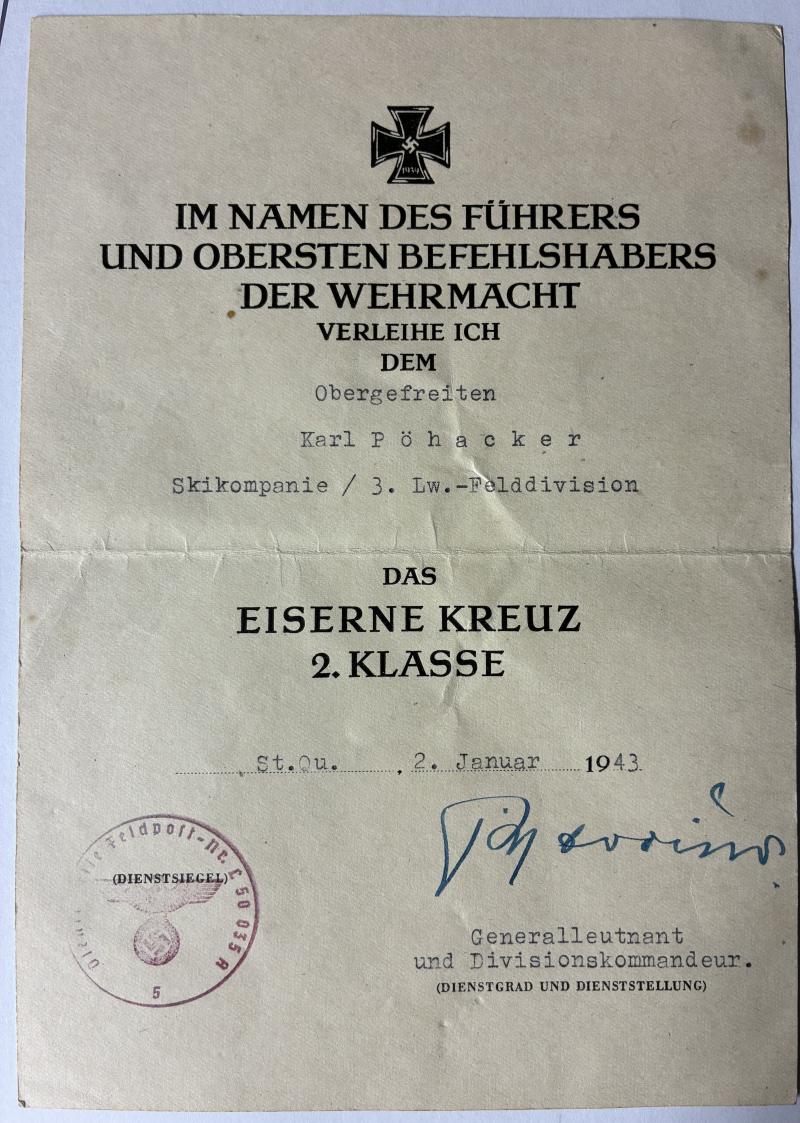Citation grouping - Luftwaffe - 3.Lw.Feld Division - Pöhacker