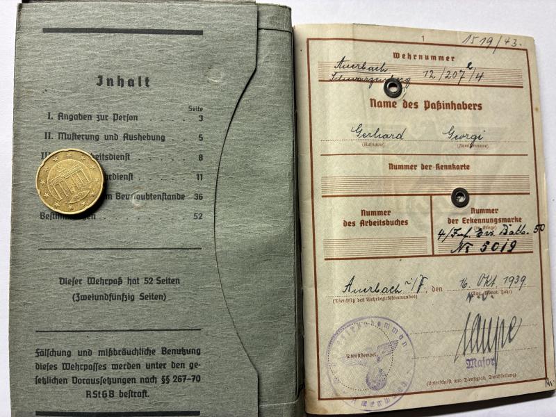 Wehrpass - WH (Heer) - 123.Inf.Div./8.Pz.Div. - Georgi